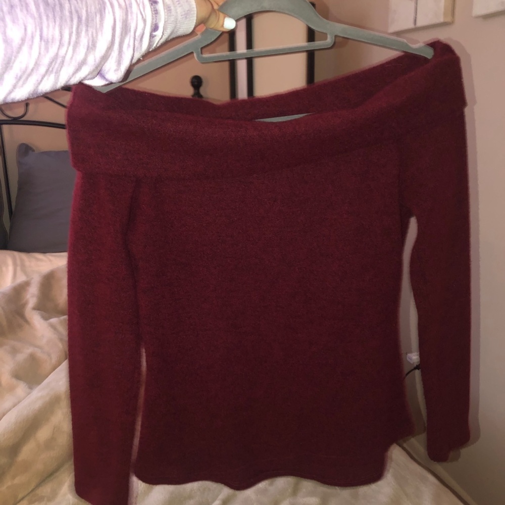Maroon Off-Shoulder Sweater